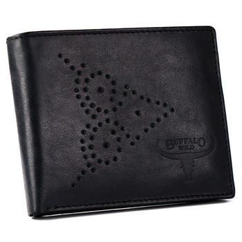 Skórzany portfel męski ze zdobionym frontem - Buffalo Wild