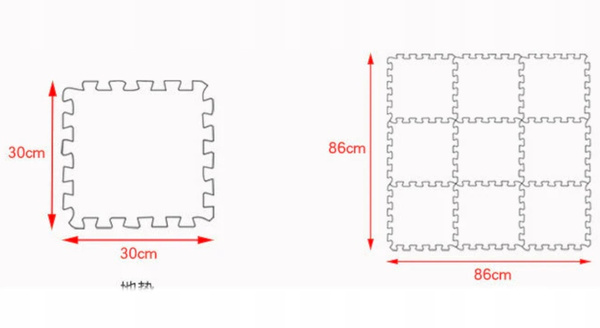 Grube puzzle piankowe mata eva 9 szt zwierzątka 38