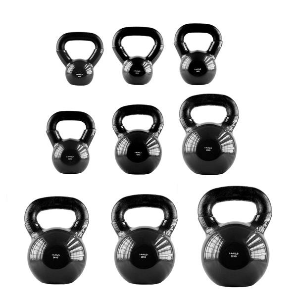 KNV06 Black Kettlebell Żeliwny Pokryty Winylem HMS
