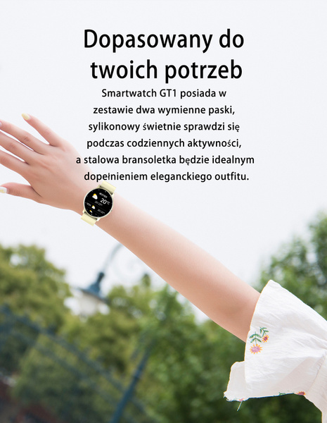 Smartwatch Unisex Gravity GT1-3 - Pulsometr, Własne Tarcze (sg015c)