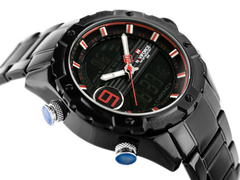 Zegarek Męski Naviforce - NF9146S (zn089b) - Black/Red + Box