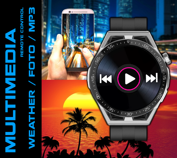 Smartwatch Męski Rubicon RNCE88 - Wykonywanie Połączeń, Własne Tarcze (sr033c)