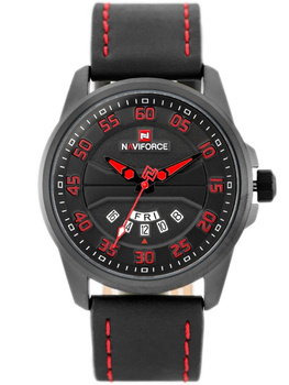 Zegarek Męski Naviforce - NF9124 (zn055e) + Box - Black/Red