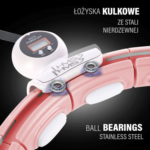 HHM15 Hula Hop Pink Z Magnesem I Obciążnikiem + Licznik HMS