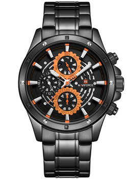 Zegarek Męski Naviforce - NF9149 (zn090a) Black / Orange + Box