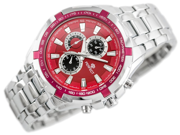 Zegarek Męski Perfect - Milton - Silver/Red (zp112g)