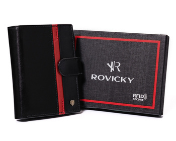 Skórzany portfel męski z zabezpieczeniem RFID Protect - Rovicky