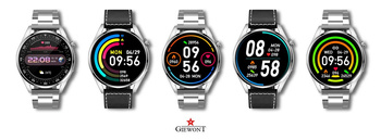 Smartwatch Giewont GW450-5 Srebrny + Pasek Czarny Skórzany