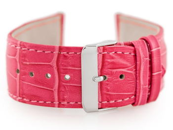 Pasek skórzany do zegarka W64 - różowy - 24mm