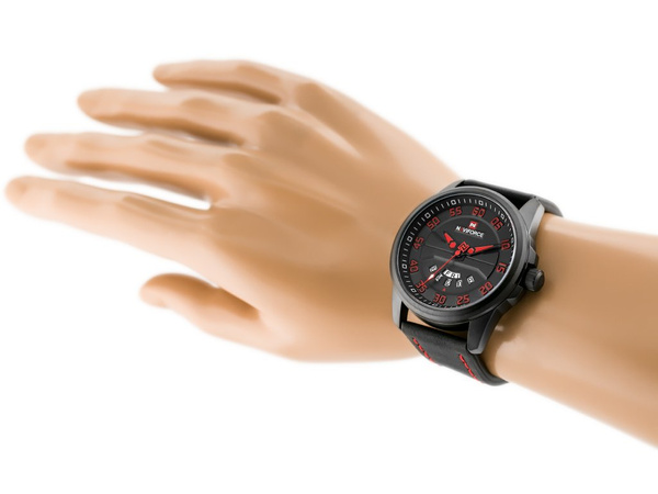 Zegarek Męski Naviforce - NF9124 (zn055e) + Box - Black/Red