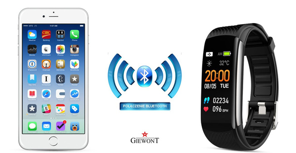 Smartband Giewont Czarny GW200-2 + Pasek Biały