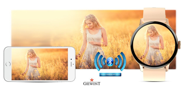 Smartwatch Giewont Różowy GW330-1 Różowe Złoto-Róż Pudrowy Pasek Silikonowy + Bransoleta Różowe Złoto