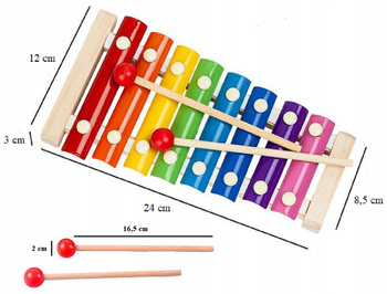Cymbałki drewniane dla dziecka kolorowe edukacyjne