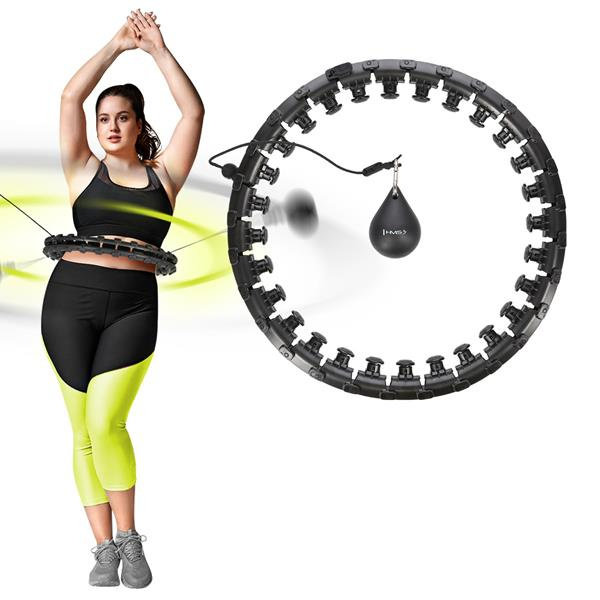Zestaw Hula Hop Plus Size HHW12 Black Z Wypustkami I Obciążnikiem HMS + Pas BR163 Red