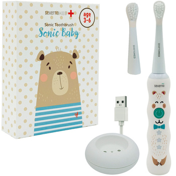 Szczoteczka soniczna elektryczna do zębów dla dzieci 3-6 lat SONIC BABY + 2 końcówki