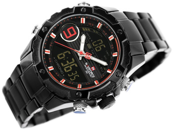 Zegarek Męski Naviforce - NF9146S (zn089b) - Black/Red + Box