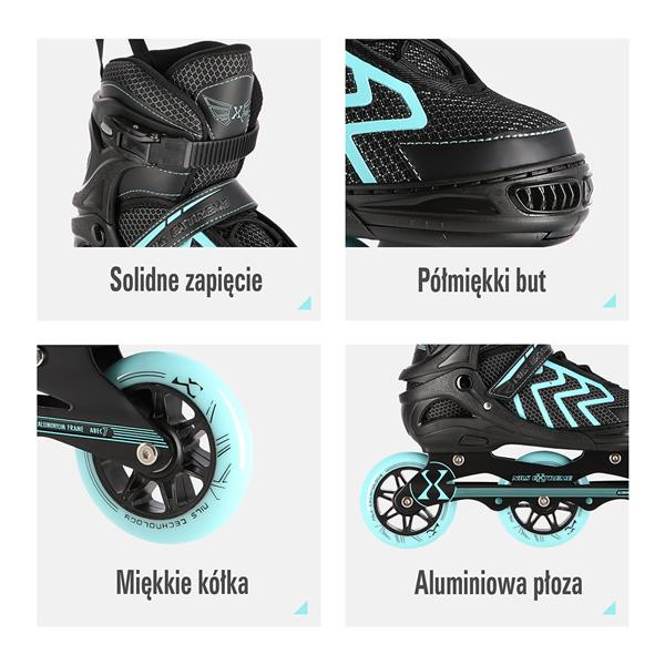 NA19318 Czarno-Turkusowy Rozm. L (39-42) Łyżworolki Nils Extreme