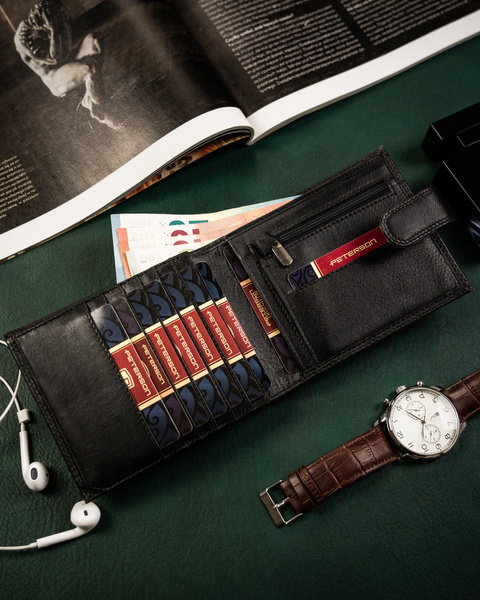 Duży, skórzany portfel męski na karty - Peterson