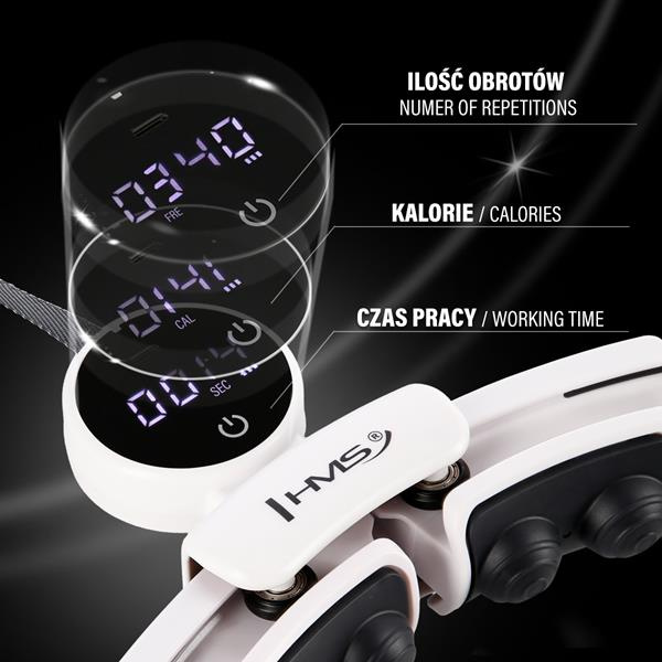 HHM16 Hula Hop White Z Magnesami I Obciążnikiem + Licznik HMS