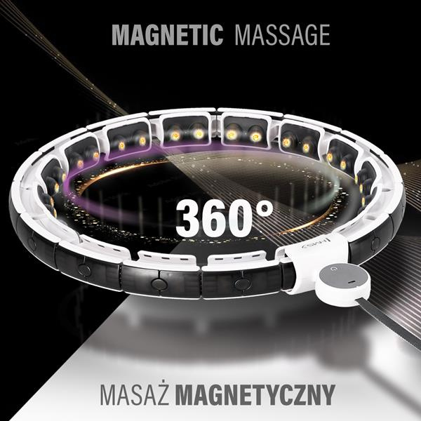Zestaw Hula Hop Magnetyczny White HHM16 Z Licznikiem HMS + Pas Wyszczuplający BR163 Black