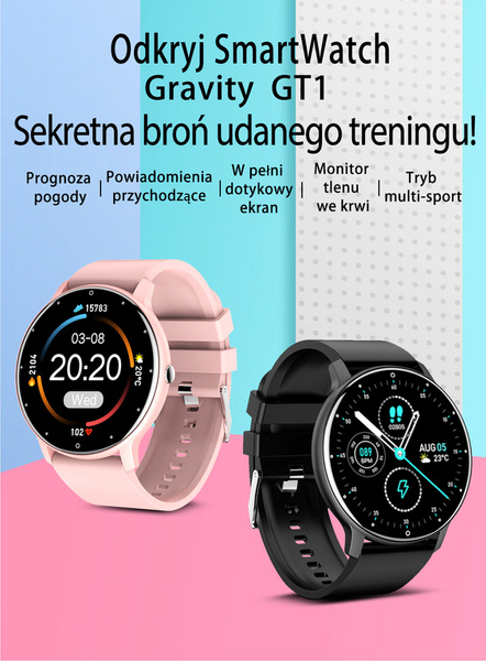 Smartwatch Unisex Gravity GT1-3 - Pulsometr, Własne Tarcze (sg015c)