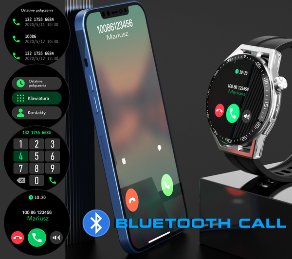 Smartwatch Męski Rubicon RNCE88 - Wykonywanie Połączeń, Własne Tarcze (sr033c)