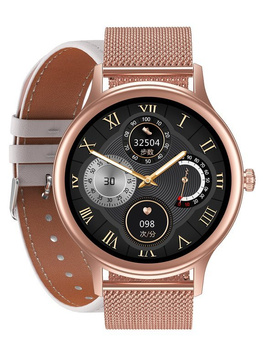 Smartwatch Damski Pacific 18-2 - Bransoleta + Pasek: Rosegold / Biały (sy015b)