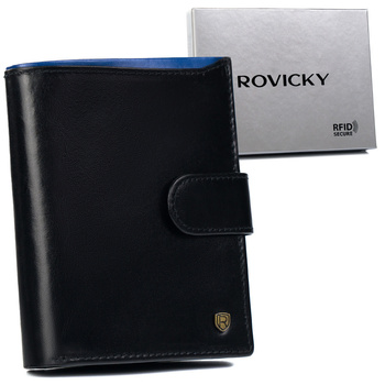 Skórzany portfel męski na karty z systemem RFID Protect- Rovicky