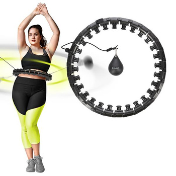 Zestaw Hula Hop Plus Size HHW12 Black Z Wypustkami I Obciążnikiem HMS + Pas BR163 Red