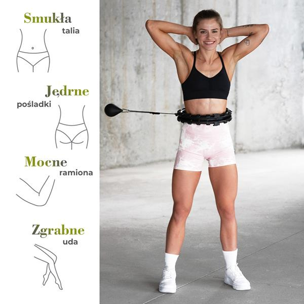 Zestaw Hula Hop Plus Size HHW12 Black Z Wypustkami I Obciążnikiem HMS + Pas BR163 Red