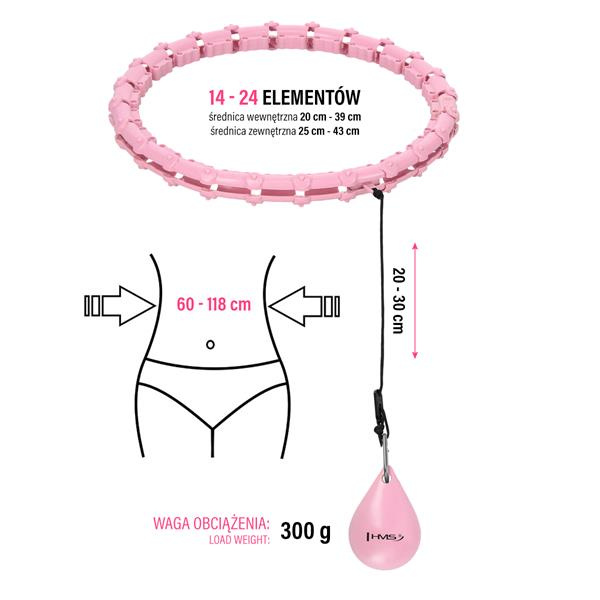HHW02 Hula Hop Light Pink Z Wypustkami I Obciążnikiem HMS