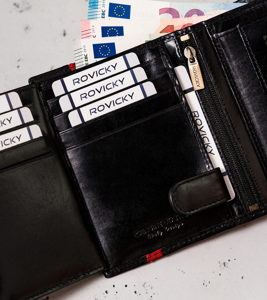 Skórzany portfel męski z zabezpieczeniem RFID Protect - Rovicky
