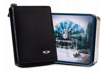 Duży, skórzany portfel męski bez zapięcia Peterson - Peterson