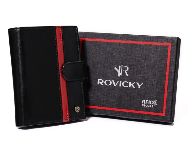 Skórzany portfel męski z zabezpieczeniem RFID Protect - Rovicky