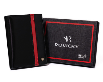 Pionowy portfel męski z zasuwanym schowkiem - Rovicky