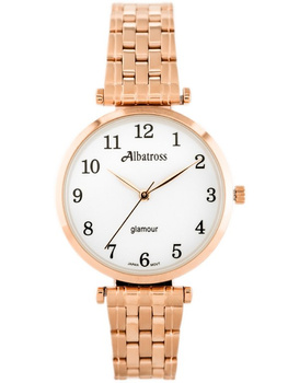 Zegarek Damski Albatross Glamour ABBB97 (za537c) Rose Gold/White