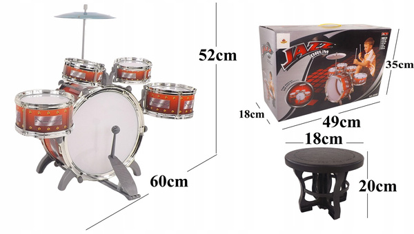 Perkusja dla dzieci 5 bębnów talerz krzesło 2008