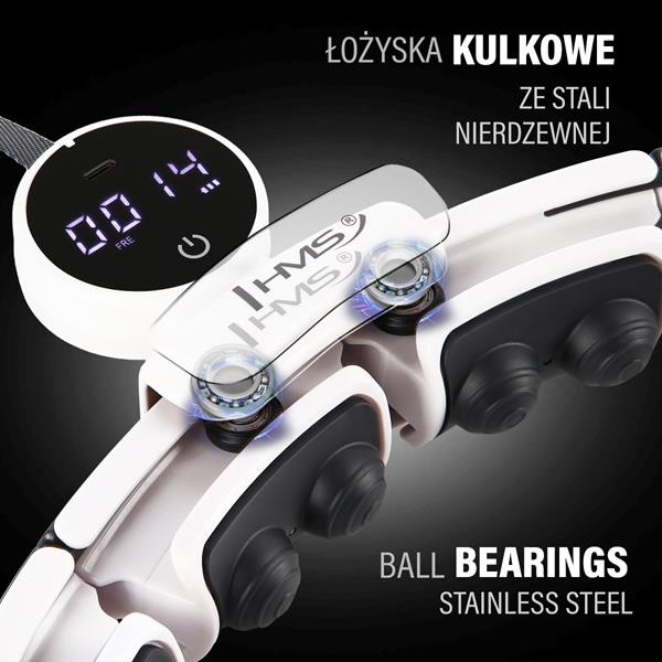 Zestaw Hula Hop Magnetyczny White HHM16 Z Licznikiem HMS + Pas Wyszczuplający BR163 Black