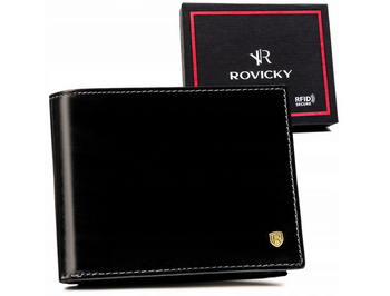 Skórzany portfel męski z systemem RFID - Rovicky