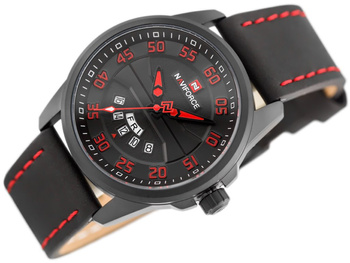 Zegarek Męski Naviforce - NF9124 (zn055e) + Box - Black/Red