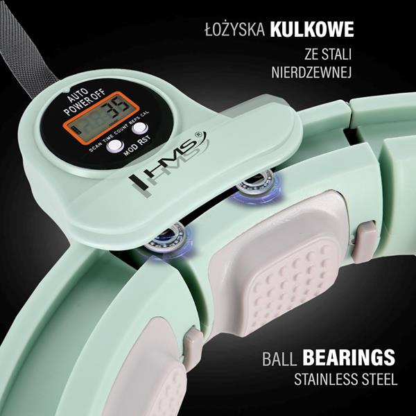 HHM13 Hula Hop Green Z Magnesami I Obciążnikiem + Licznik HMS