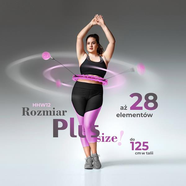 Zestaw Hula Hop Plus Size HHW12 Violet Z Wypustkami I Obciążnikiem HMS + Pas BR163 Black