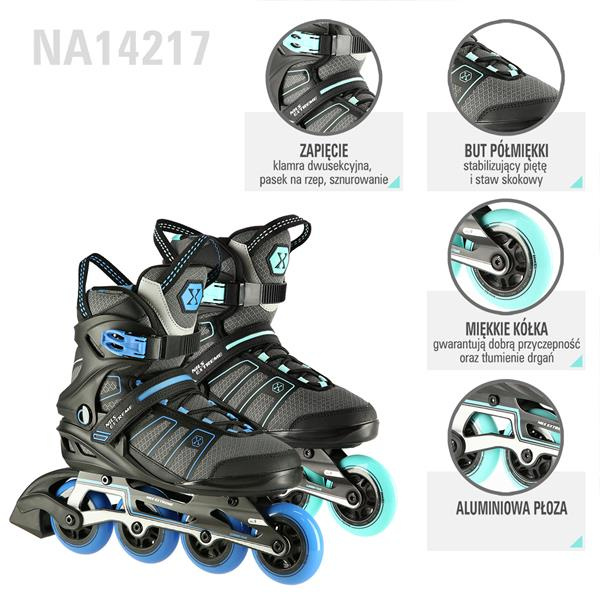 NA14217 Czarno-Miętowy Rozm. 43 Łyżworolki Nils Extreme