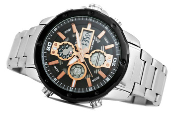 Zegarek Męski Perfect A8026B-1 Dual Time Iluminacja i Fluorescencja