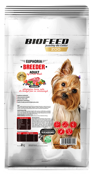 BIOFEED EUPHORIA BREEDER ADULT Mini dla dorosłych psów ras miniaturowych z wołowiną 2kg