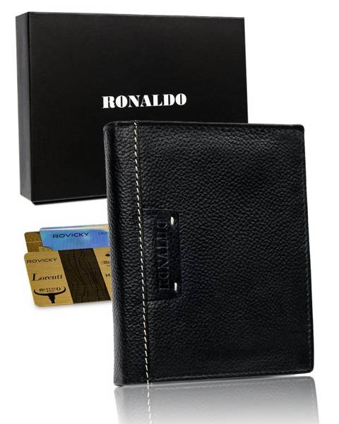 Duży skórzany czarny portfel męski RFID 