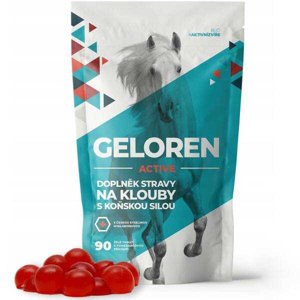 Geloren Active 400g - Żelki dla ludzi na stawy z kolagenem i witaminą C pomarańczowe 90 szt.