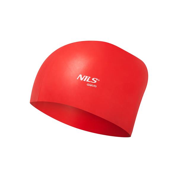 NQC Jednokolorowy Czerwony Czepek Silikonowy Do Długich Włosów Nils Aqua