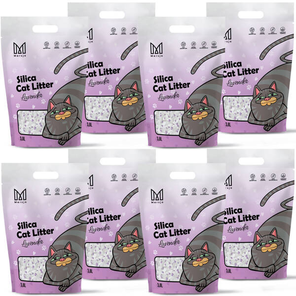 Żwirek silikonowy dla kota lawendowy Mersjo Lavender 8x3,8L