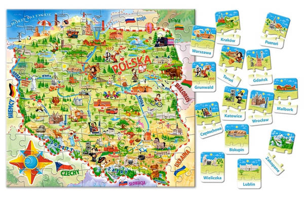 Castorland Mapa Polski 100ele i quiz Puzzle CA0010